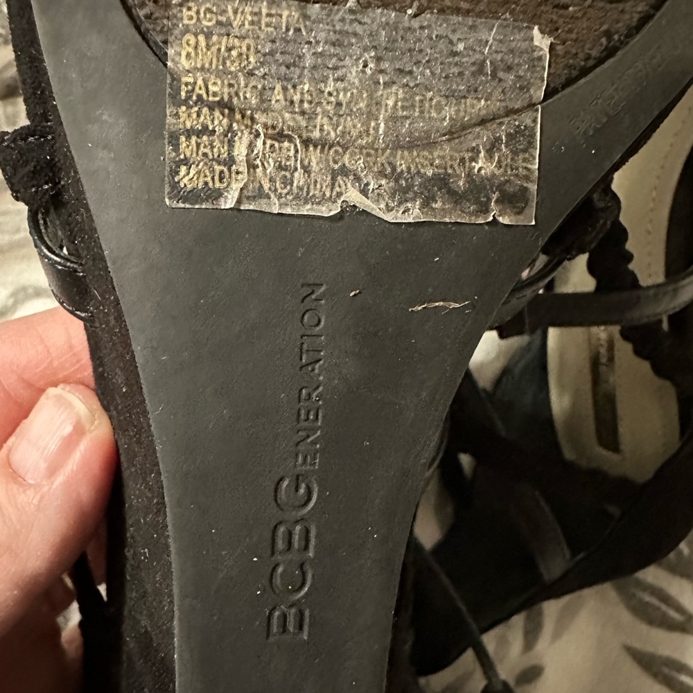 Bcbgeneration Black Strappy Gladiator Wedges Size… - image 5